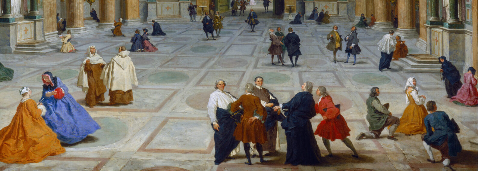 Dettaglio inferiore del dipinto "Interior of the Pantheon of Rome" di Giovanni Paolo Panini