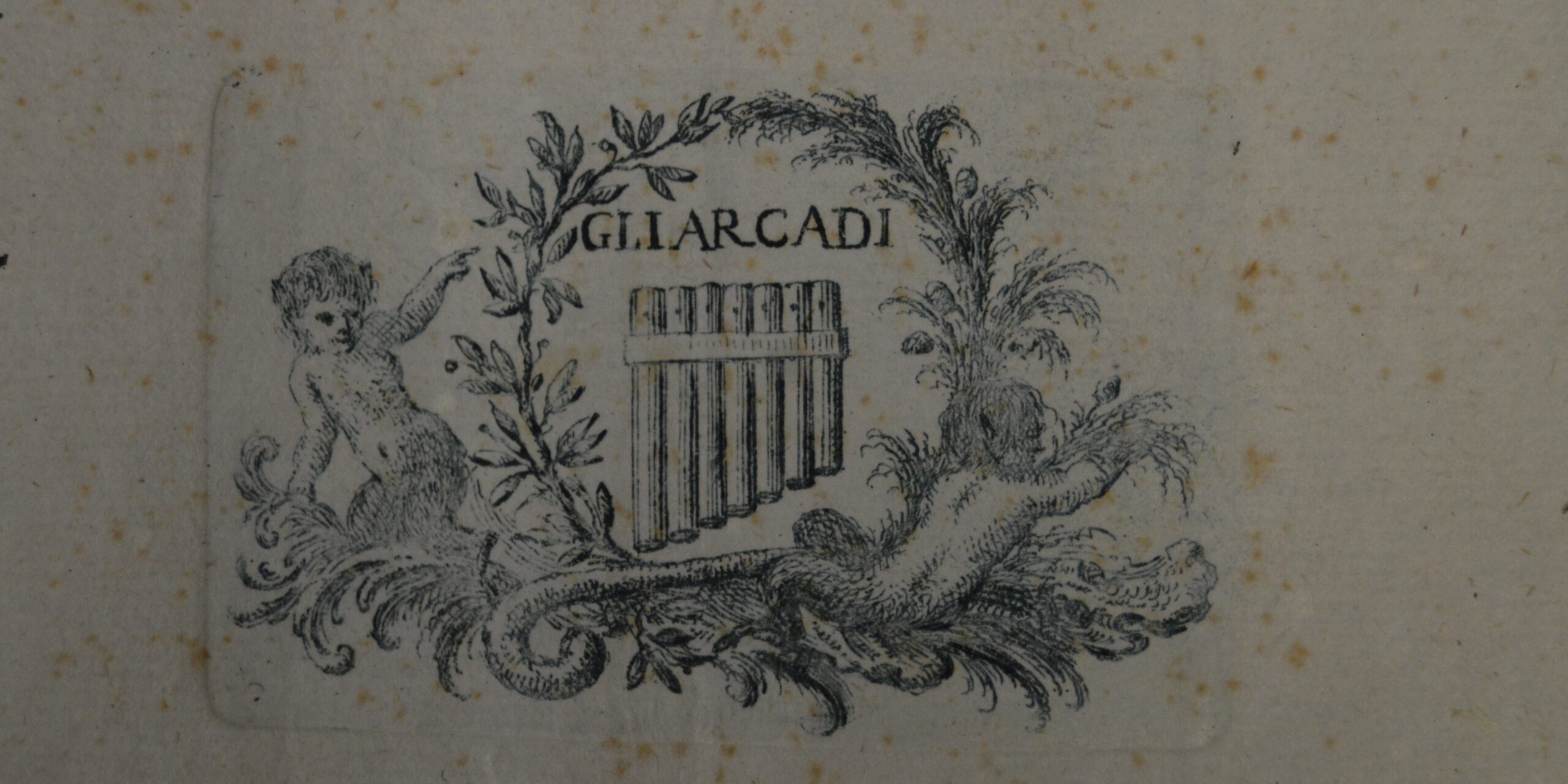 Sigillo dell'Accademia dell'Arcadia (costituito da una cetra contornata da rami d'alloro)
