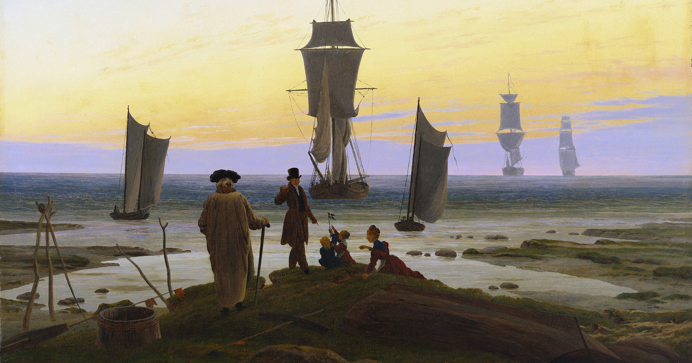 Dettaglio del dipinto "Le tre età dell'uomo" del pittore romantico tedesco Caspar David Friedrich